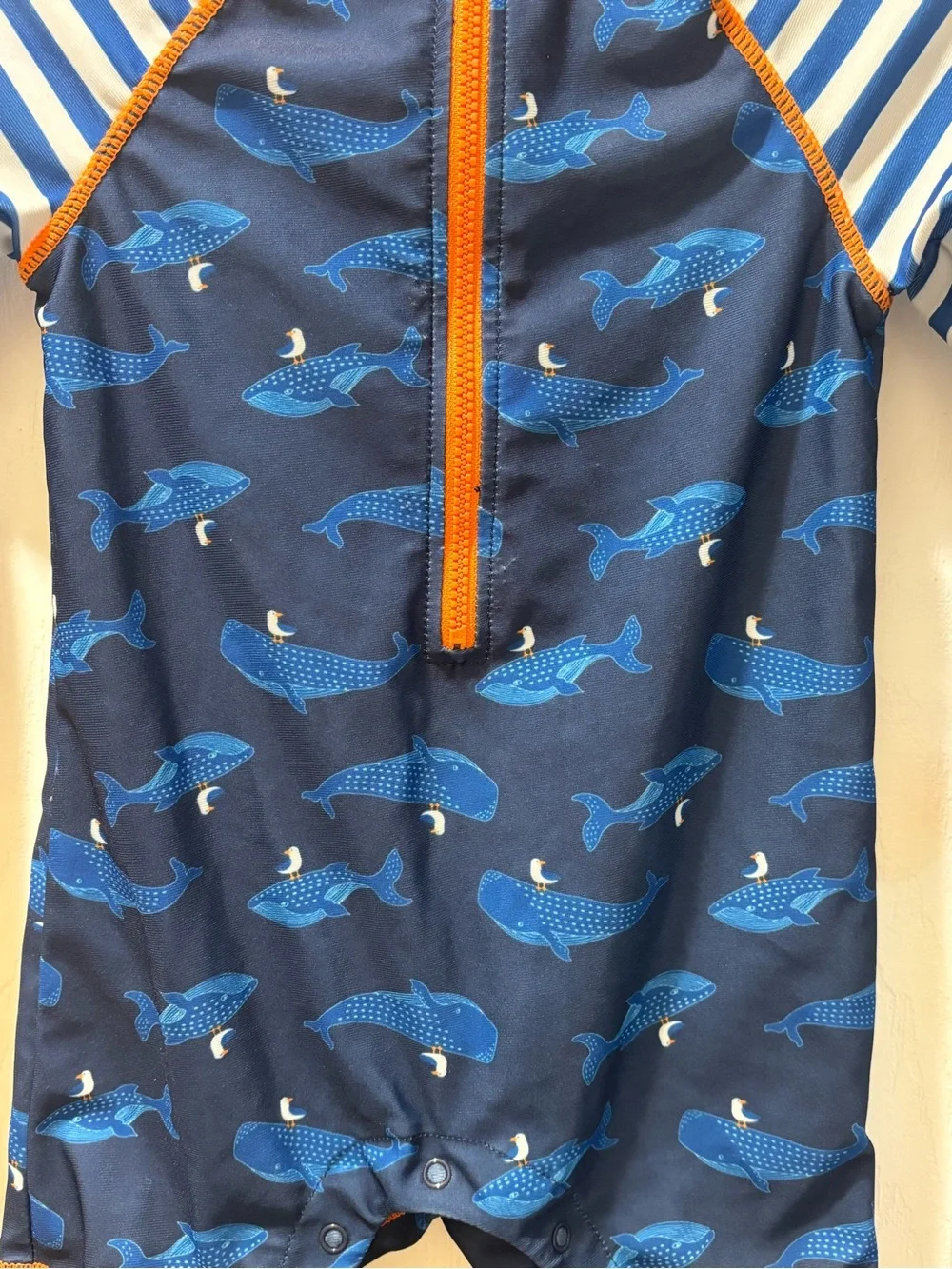 🎉 (18m) Toddler Boys Whale Print One-Piece Rash Guard Swimsuit